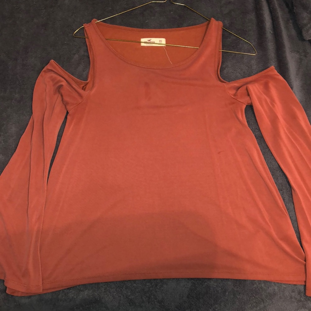 Hollister burnt orange open shoulder top